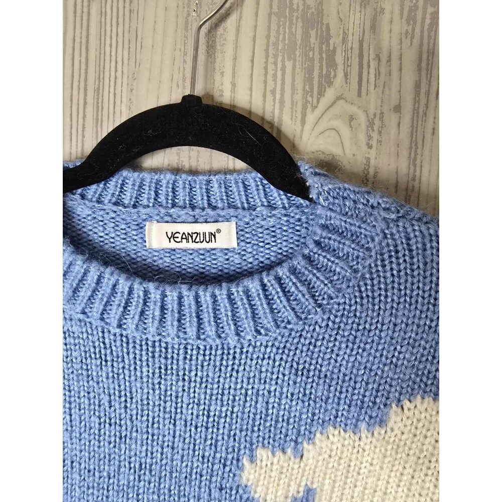 Whimsical Cloud & Grass Knit Sweater | Cropped Pullover | Fits S/M - Picture 5 of 5